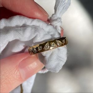 Gorjana Pear Diamond studded 18k Gold Ring